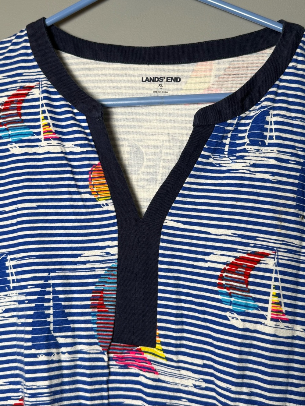 Lands End Swim Tunic/Pajamas/Dress Nautical Sailboats & Stripes Womens Sz XL - Picture 3 of 6